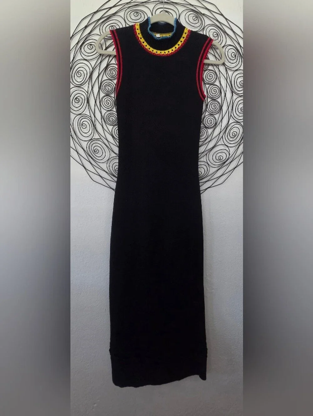 PSWL Proenza Schouler Black Knit Crochet Trim Midi Maxi Dress Small